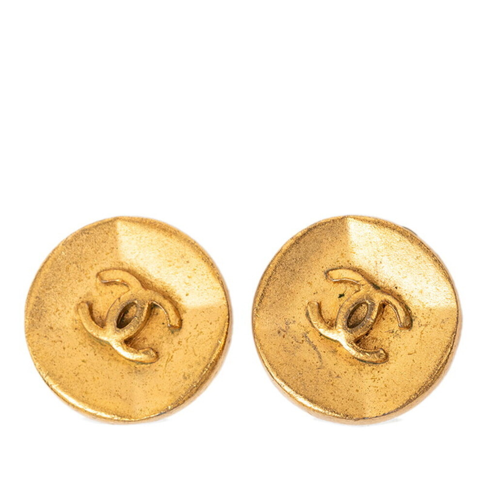 CHANEL Vintage Gold Logo Earrings